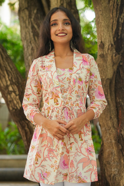 Pastel Meadow Jacket Peplum Kurti