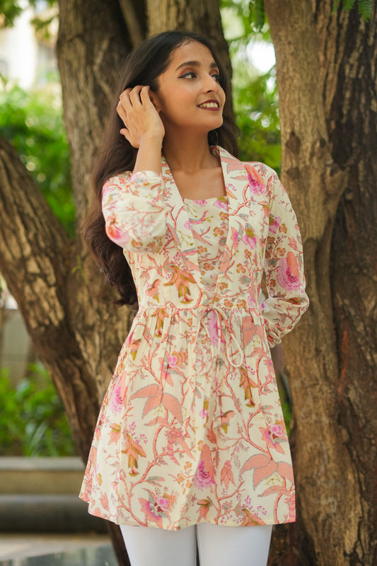 Pastel Meadow Jacket Peplum Kurti