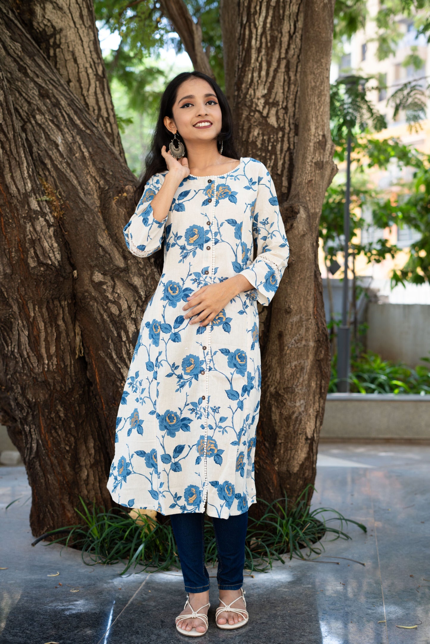 Monsoon Roses Long Kurti