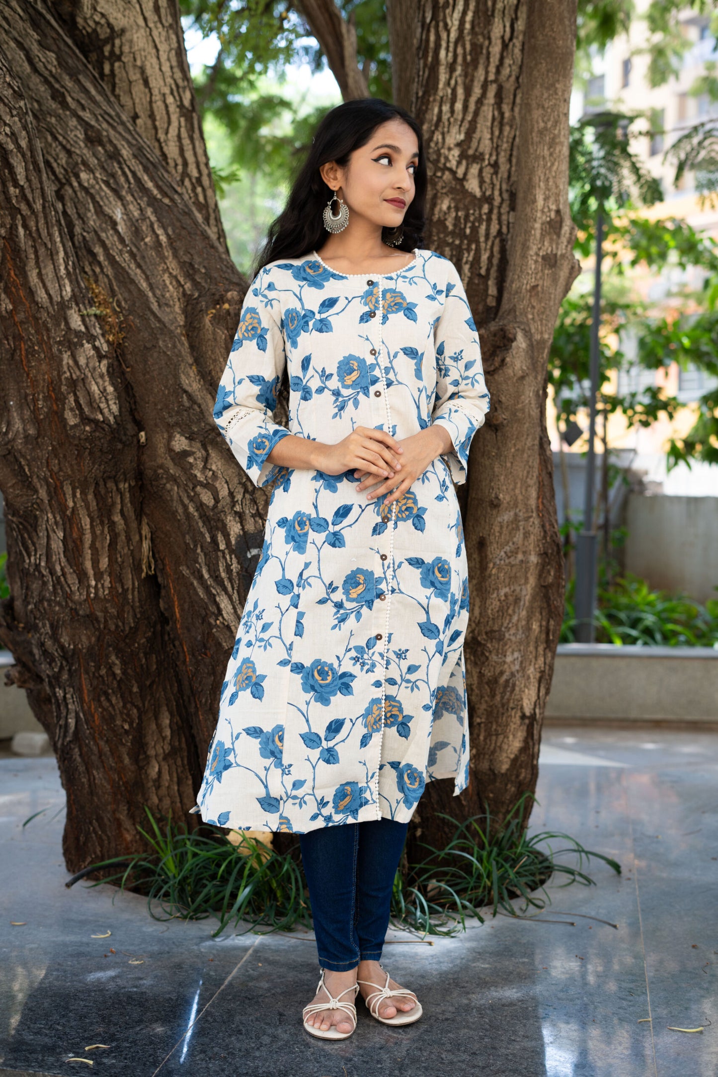 Monsoon Roses Long Kurti