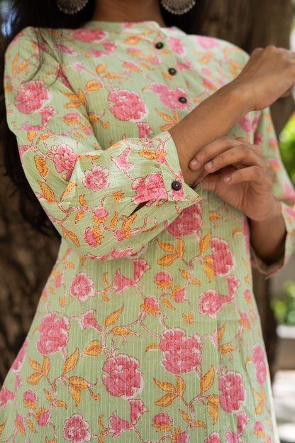 Minty Bloom Straight Kurti