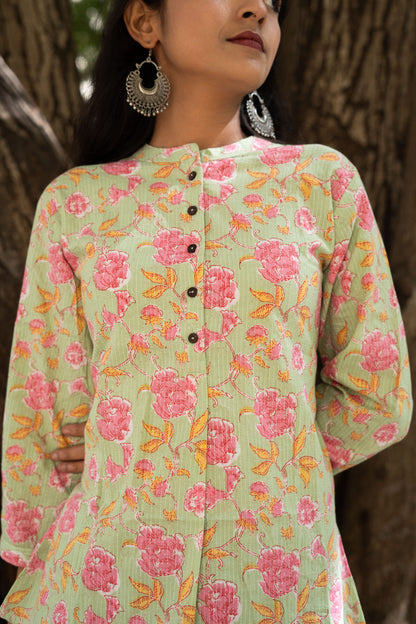 Minty Bloom Straight Kurti