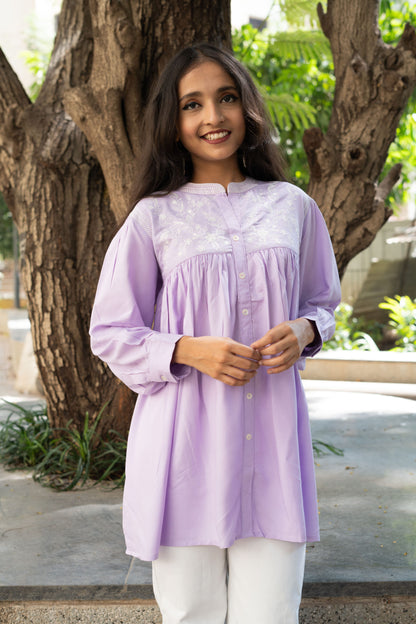 Lavender Garden Embroidered Kurti