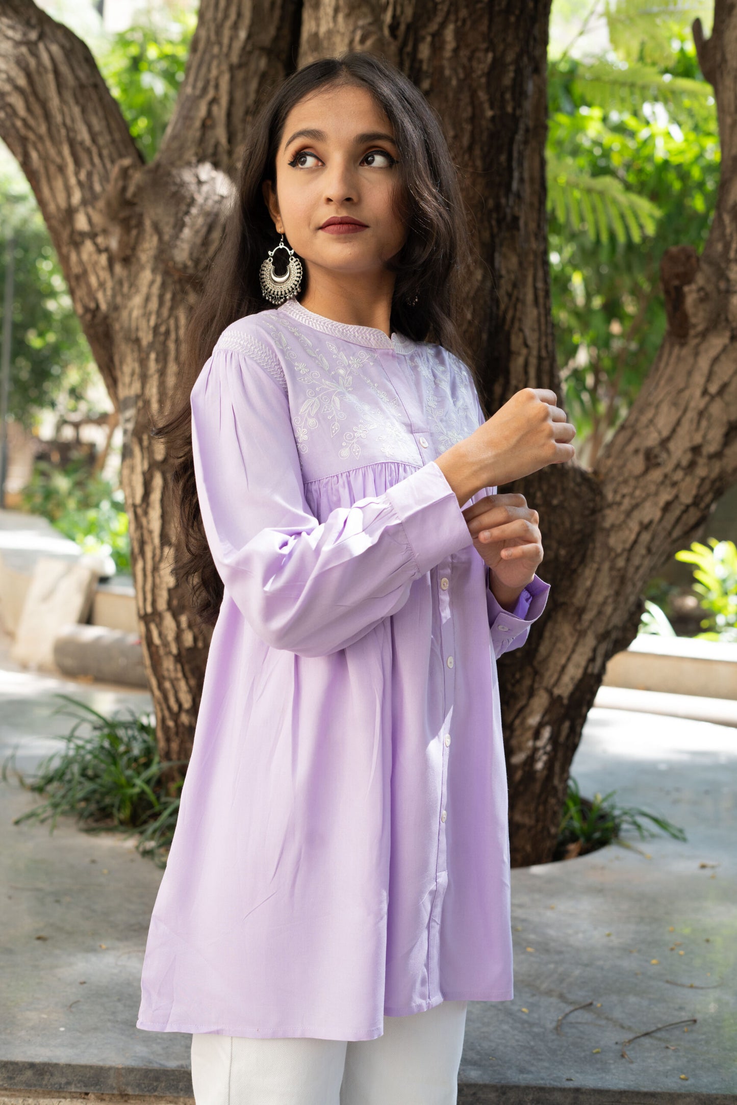 Lavender Garden Embroidered Kurti