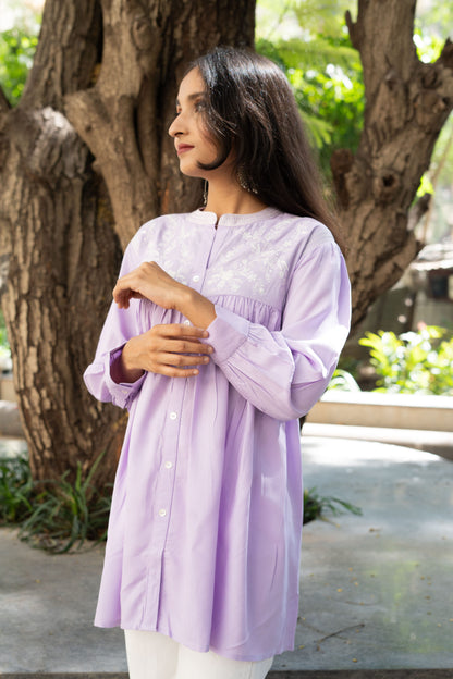 Lavender Garden Embroidered Kurti