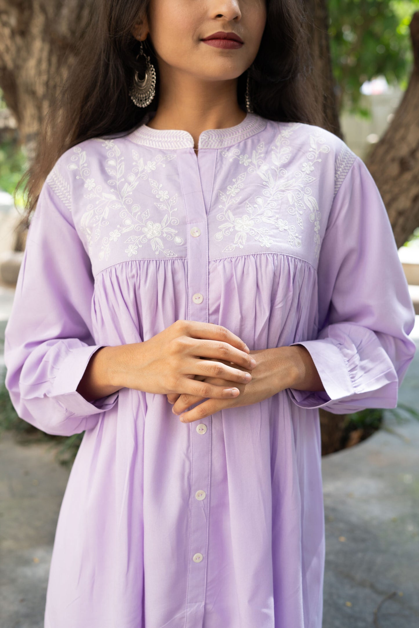 Lavender Garden Embroidered Kurti