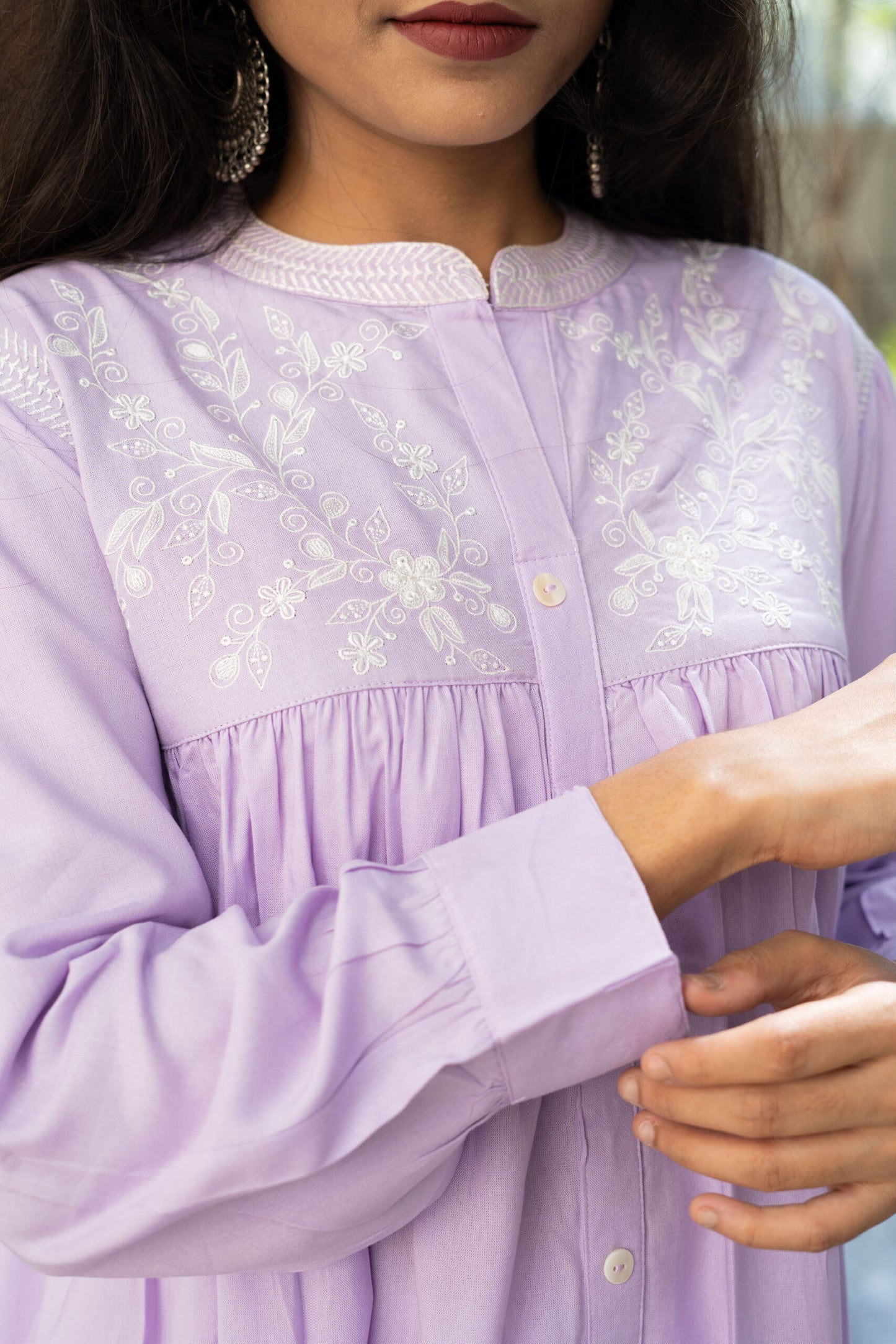 Lavender Garden Embroidered Kurti