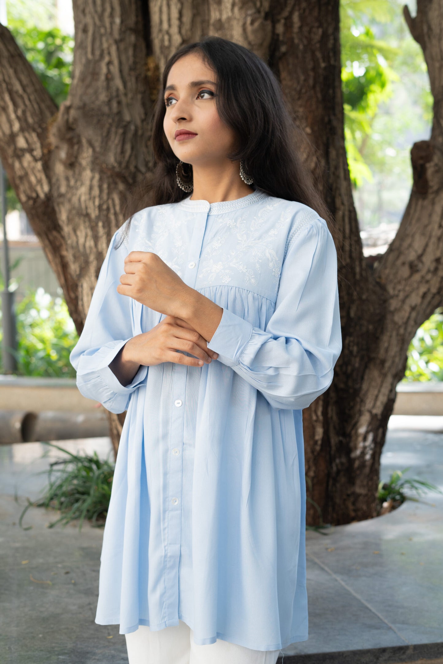 Cloudy Garden Embroidered Kurti