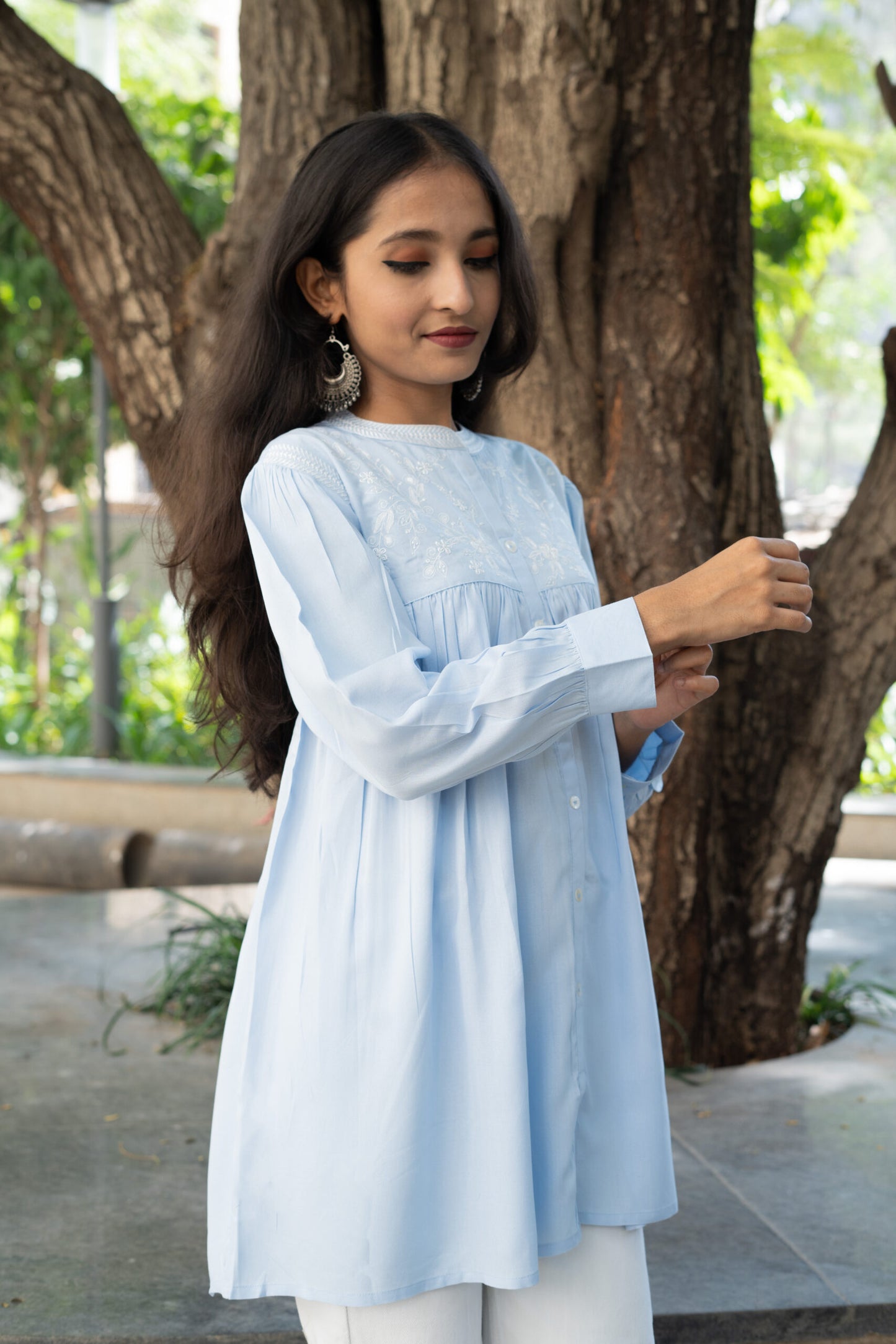 Cloudy Garden Embroidered Kurti