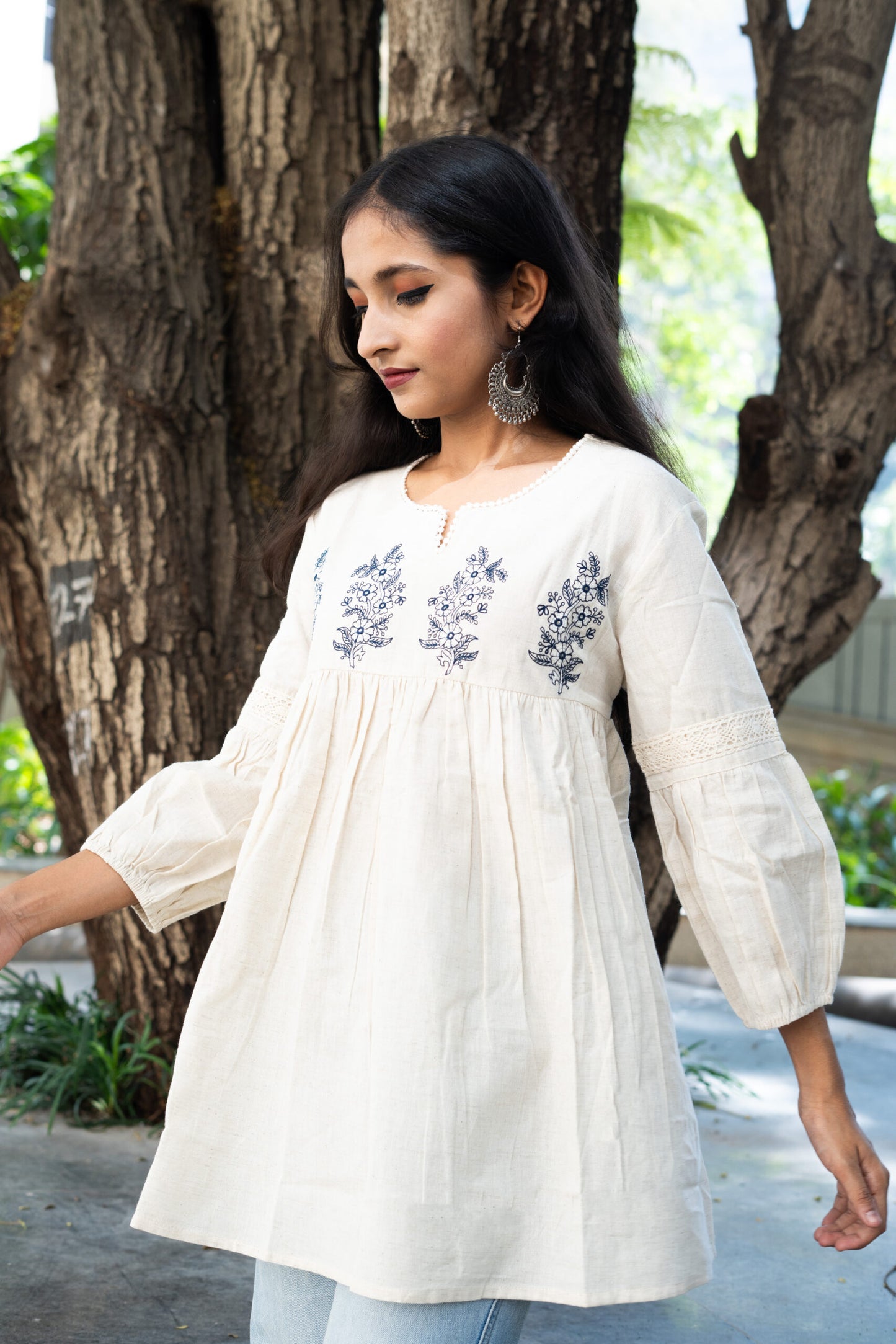 Cloudy Skies White Kurti