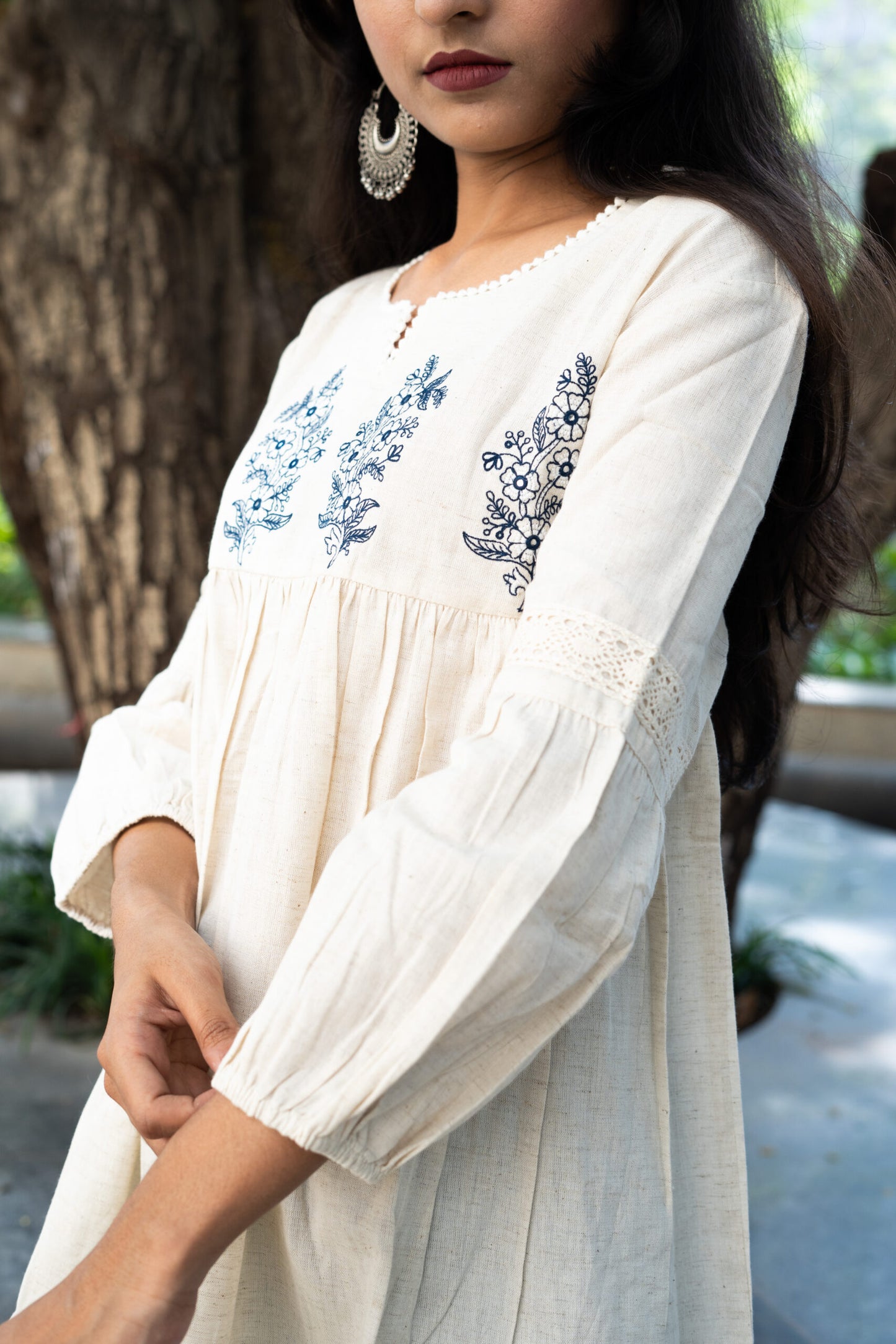 Cloudy Skies White Kurti