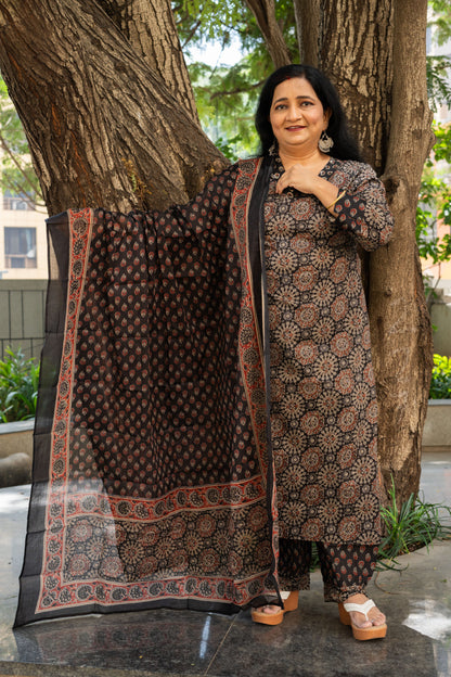 Midnight Kaleidoscope Straight Kurta Set With Dupatta