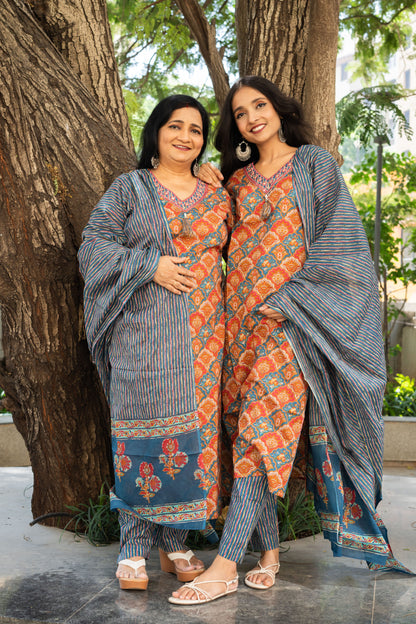 Indian Carnival Straight Kurta Set With Dupatta