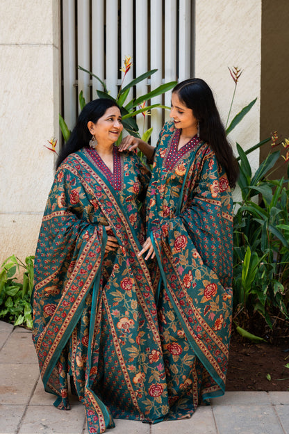 Emerald Bloom A Line Kurta Set With Dupatta