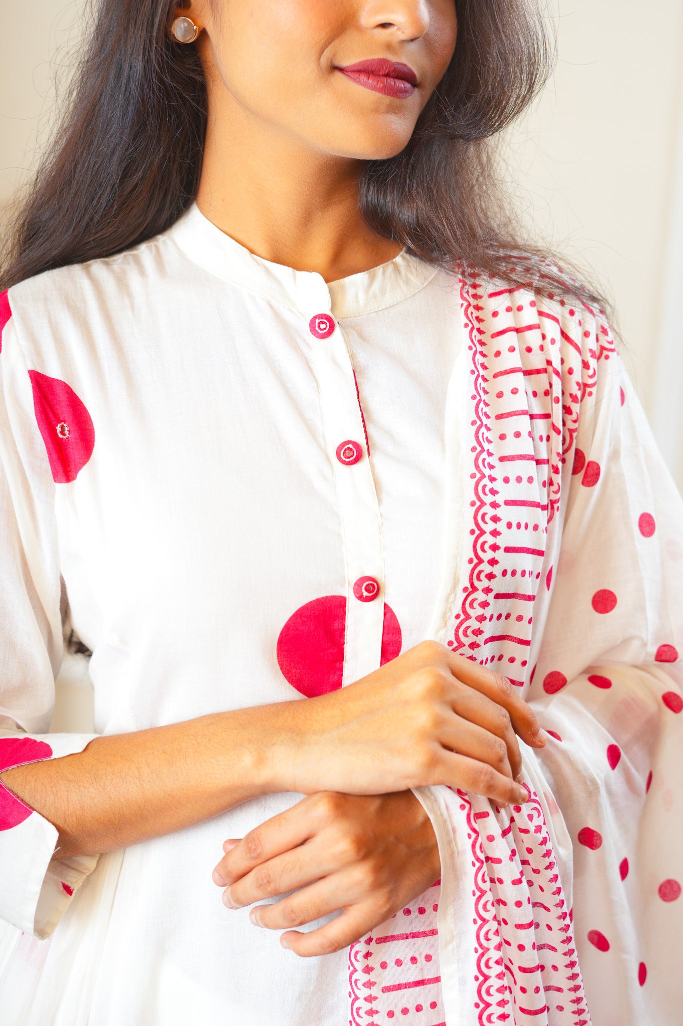 Polka Dazzle Kurta Set With Dupatta