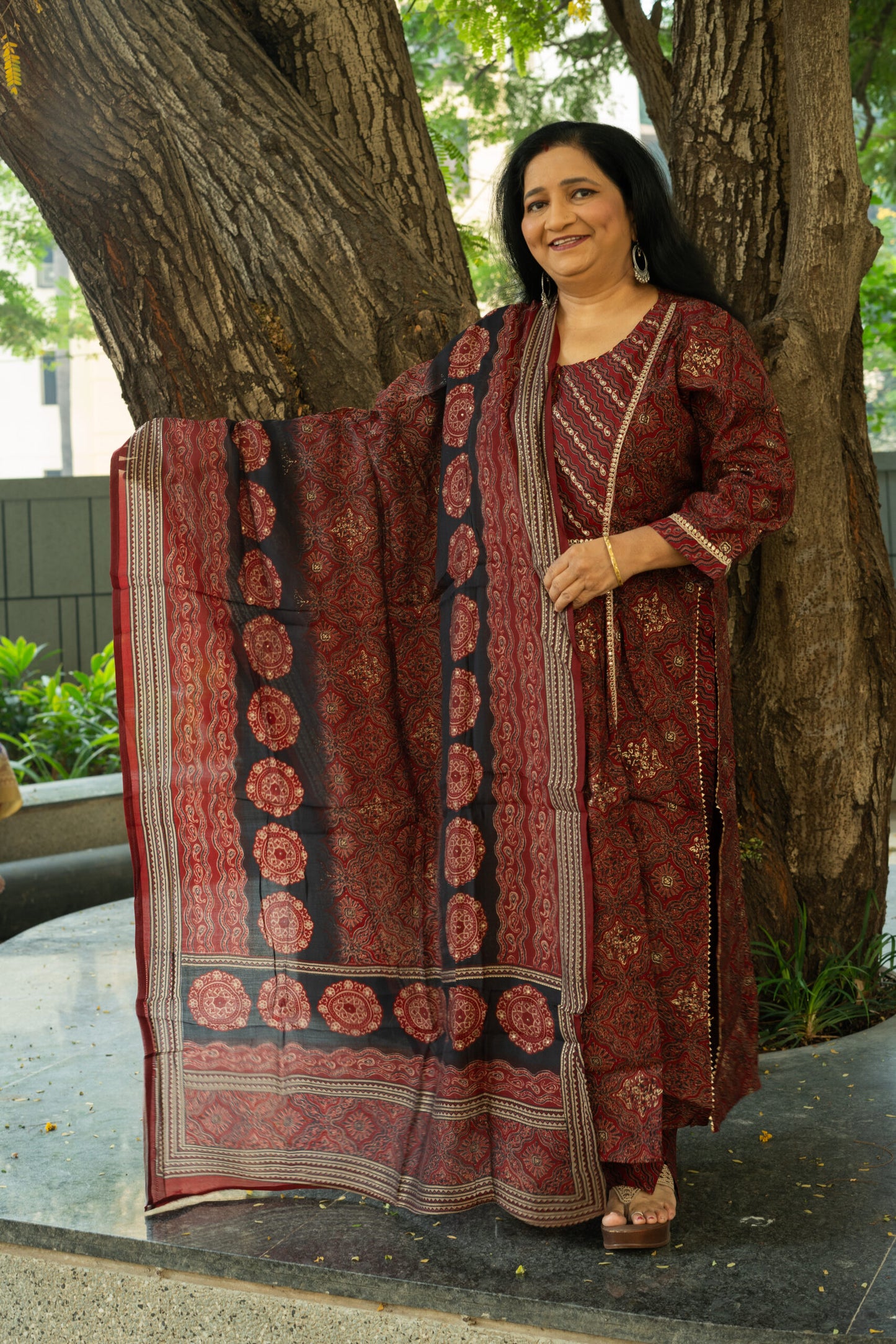 Rusty Regalia Printed Kurta Set With Dupatta