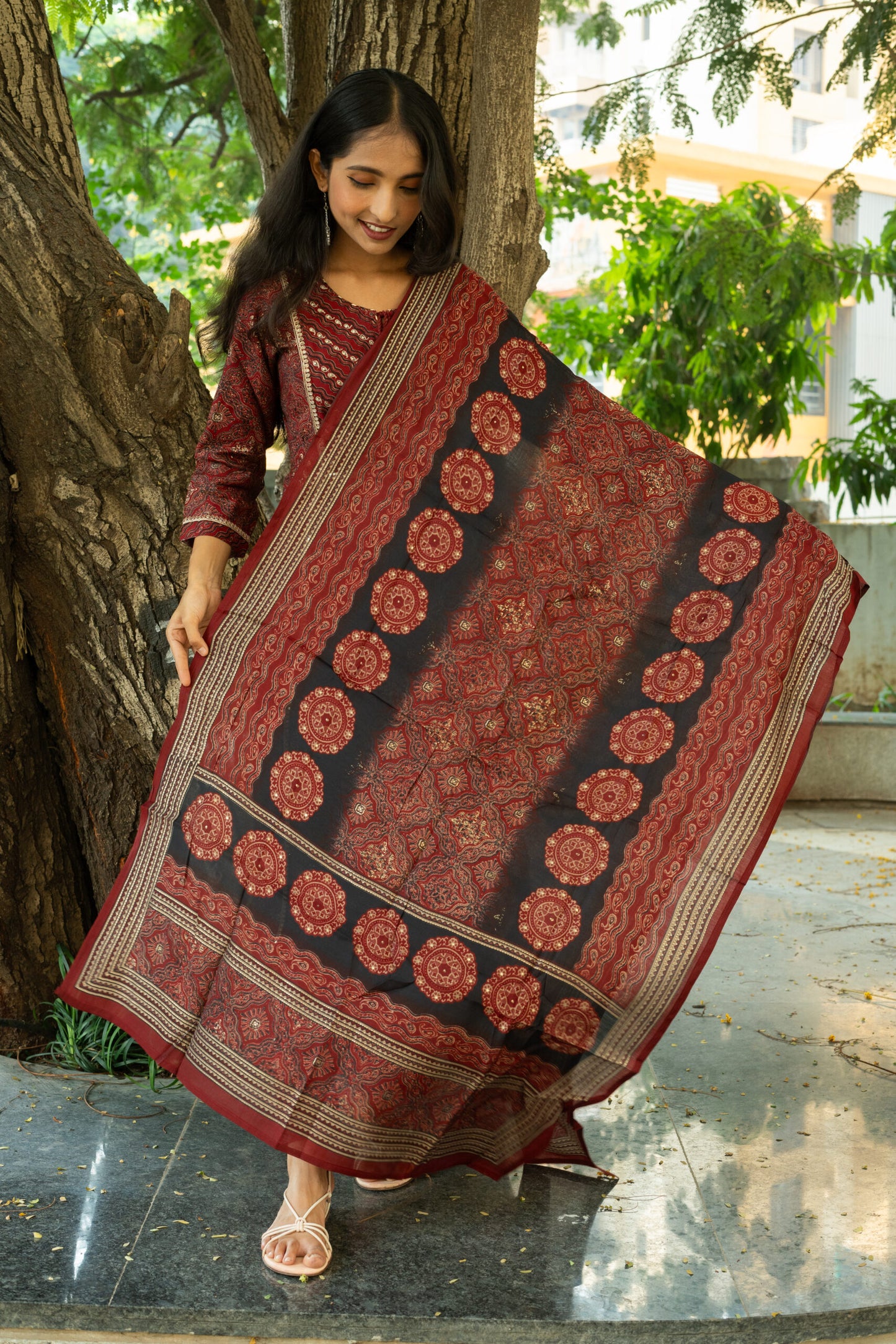 Rusty Regalia Printed Kurta Set With Dupatta