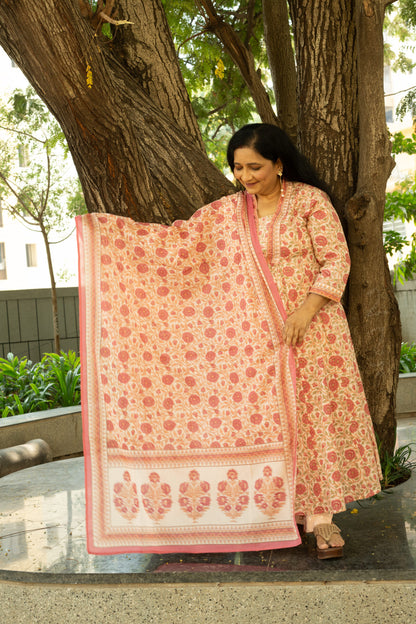 Blushing Bloom Printed Kurta Set With Dupatta