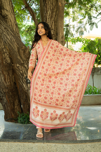 Blushing Bloom Printed Kurta Set With Dupatta