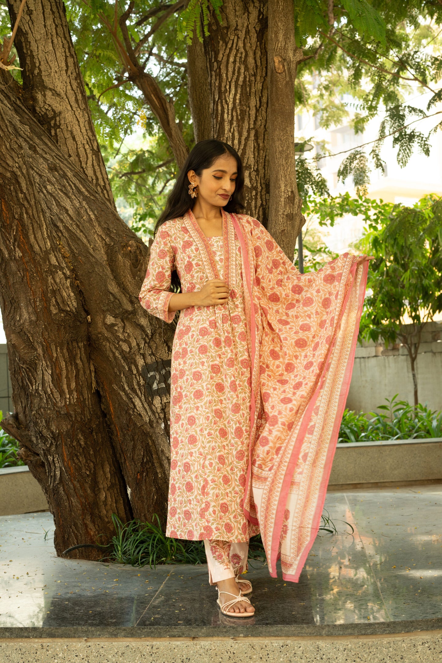 Blushing Bloom Printed Kurta Set With Dupatta