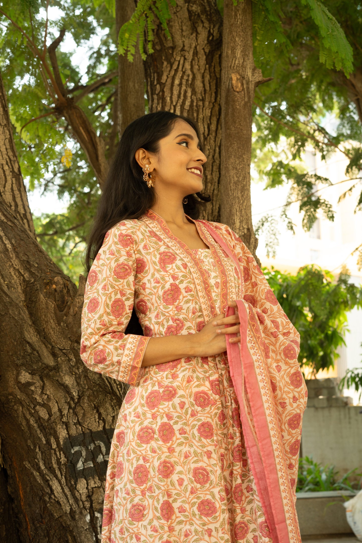 Blushing Bloom Printed Kurta Set With Dupatta