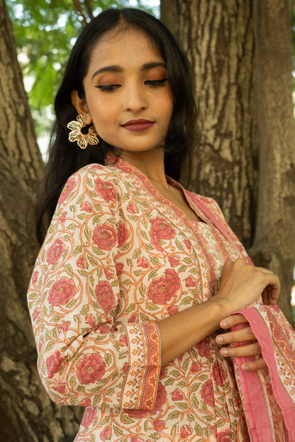 Blushing Bloom Printed Kurta Set With Dupatta