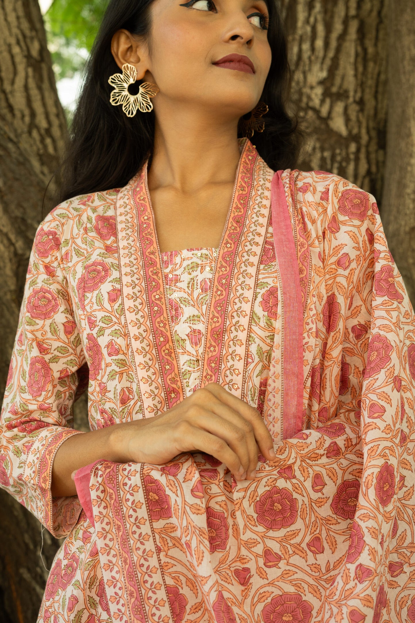 Blushing Bloom Printed Kurta Set With Dupatta