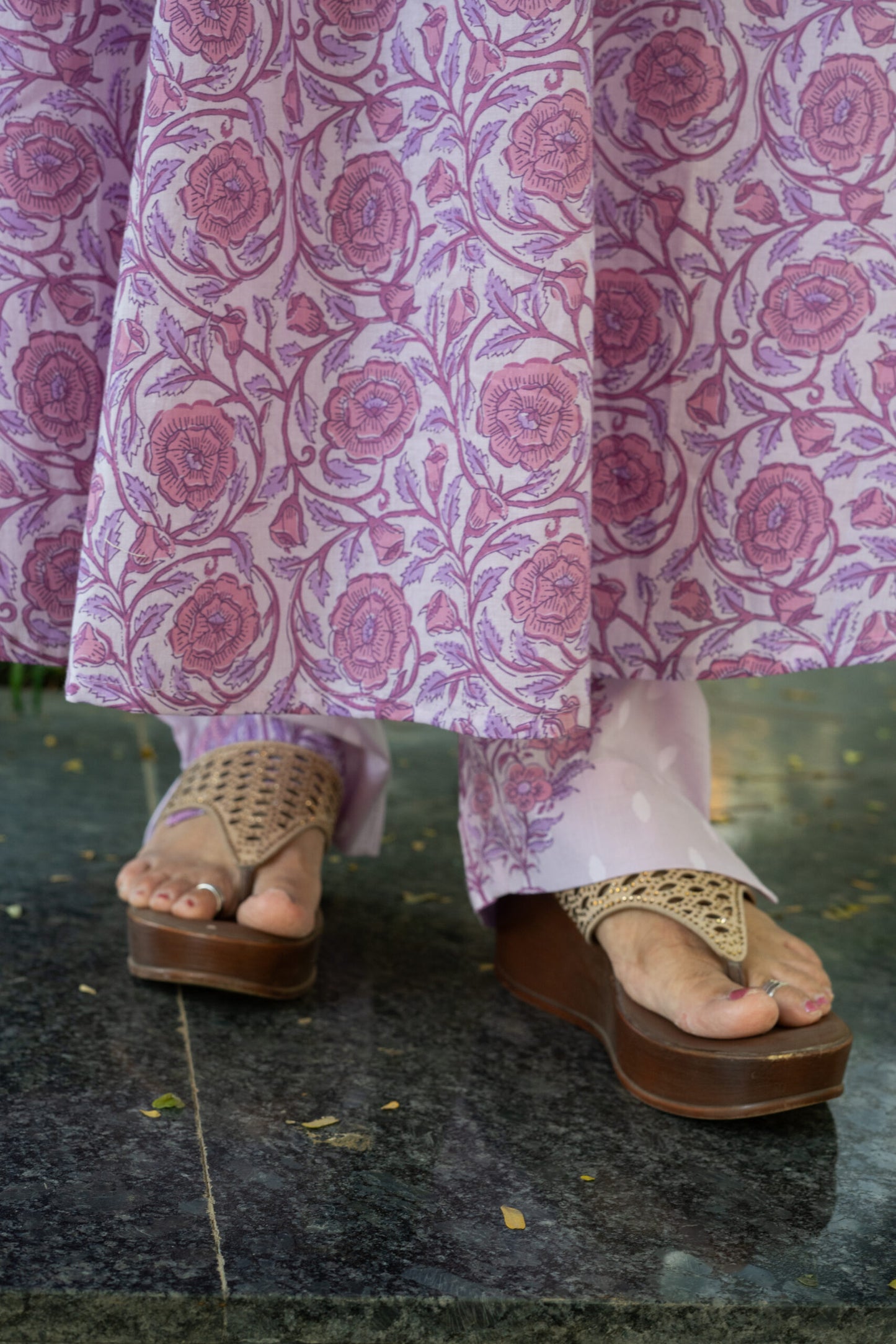 Lilac Bloom Printed Kurta Set With Dupatta