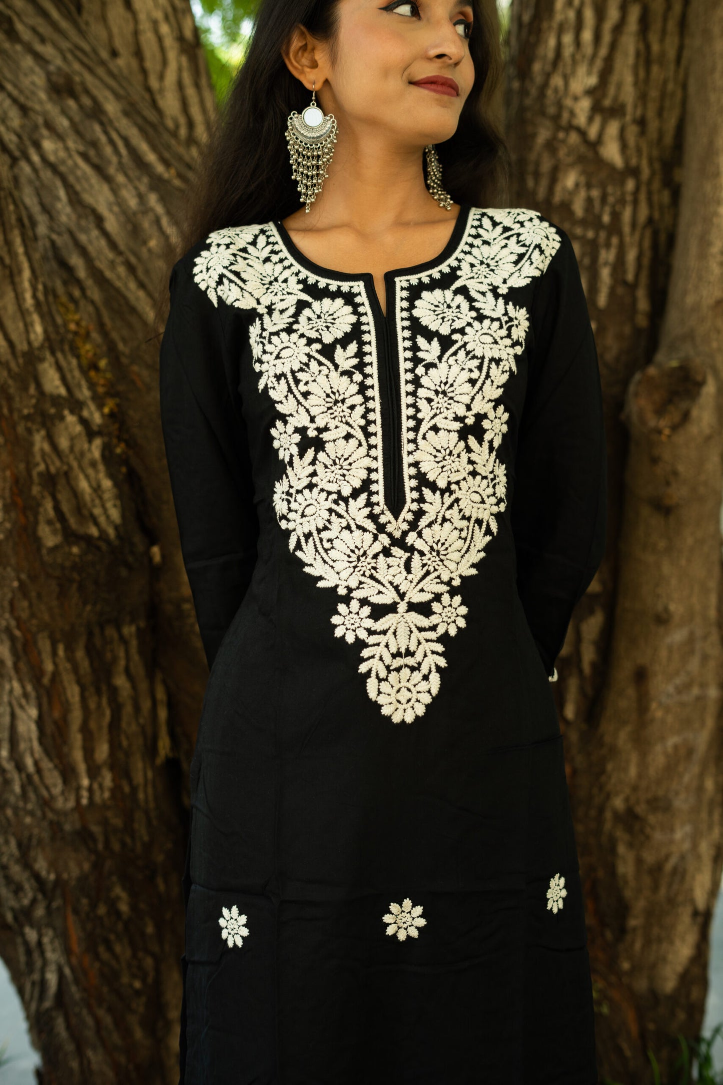 Starry Night Garden Chikankari Kurti