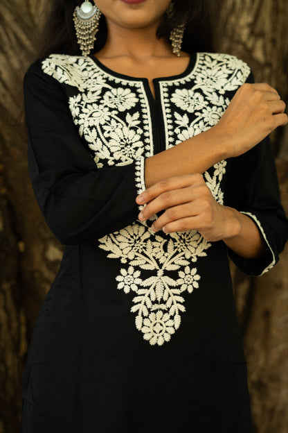 Starry Night Garden Chikankari Kurti