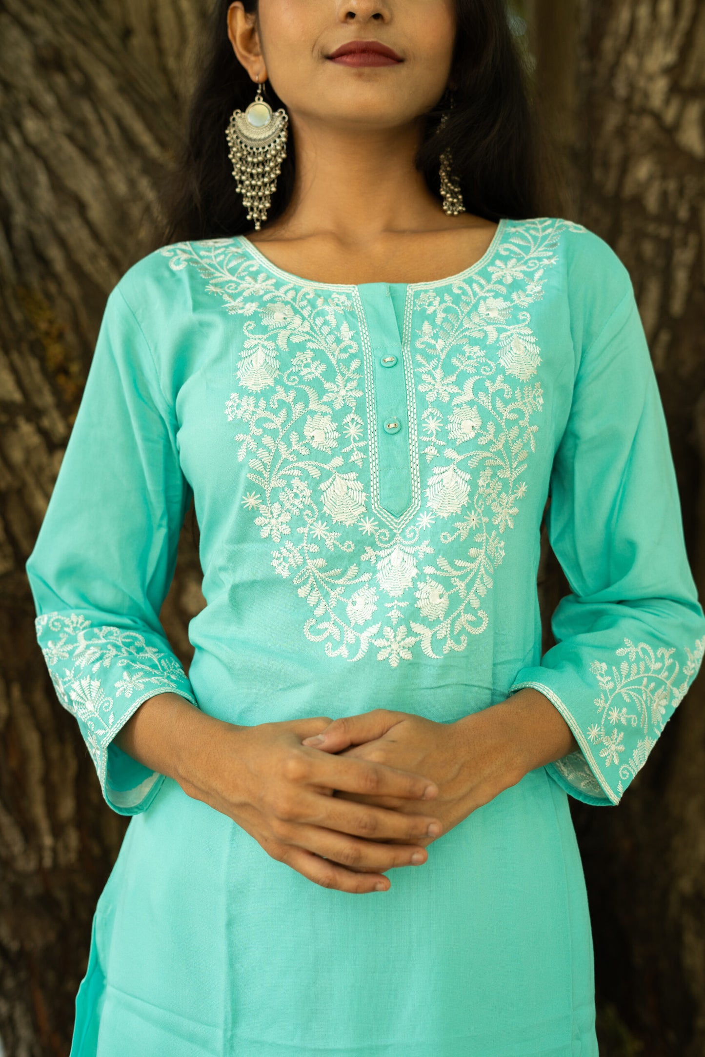 Ocean Breeze Chikankari Kurti