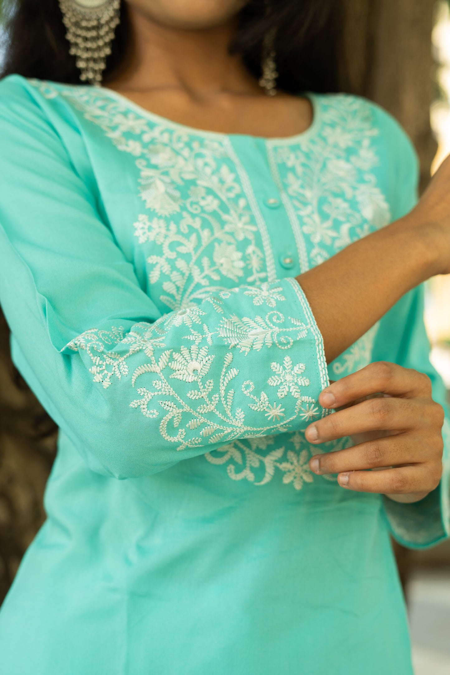 Ocean Breeze Chikankari Kurti