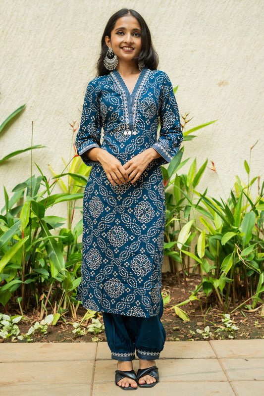 Desi Euphoria Bandhani Coord Set - Blue