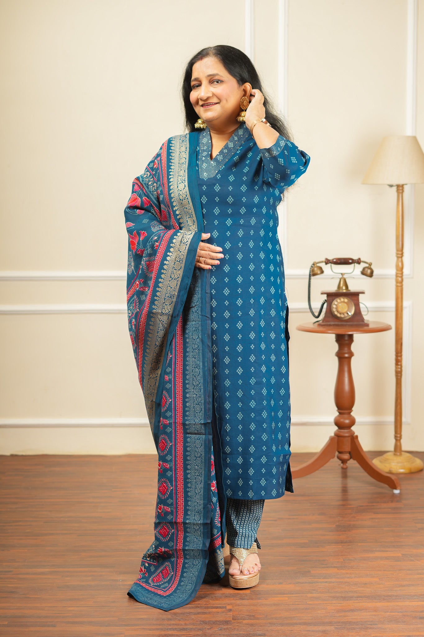 Neel Kamal Bandhani Kurta Set With Dupatta