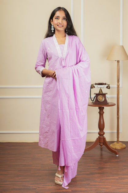 Anya Kurta Set With Dupatta - Lavender