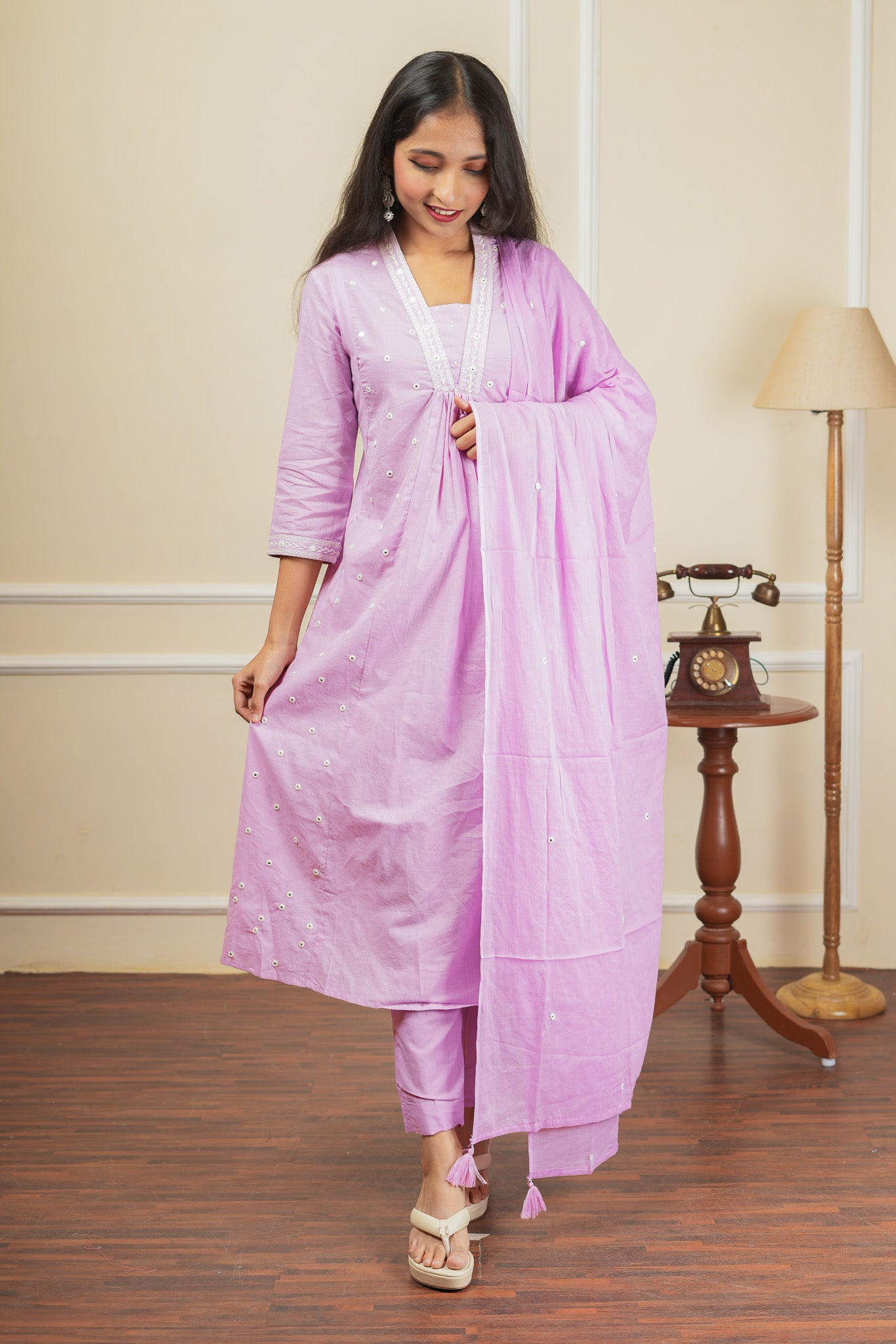 Anya Kurta Set With Dupatta - Lavender