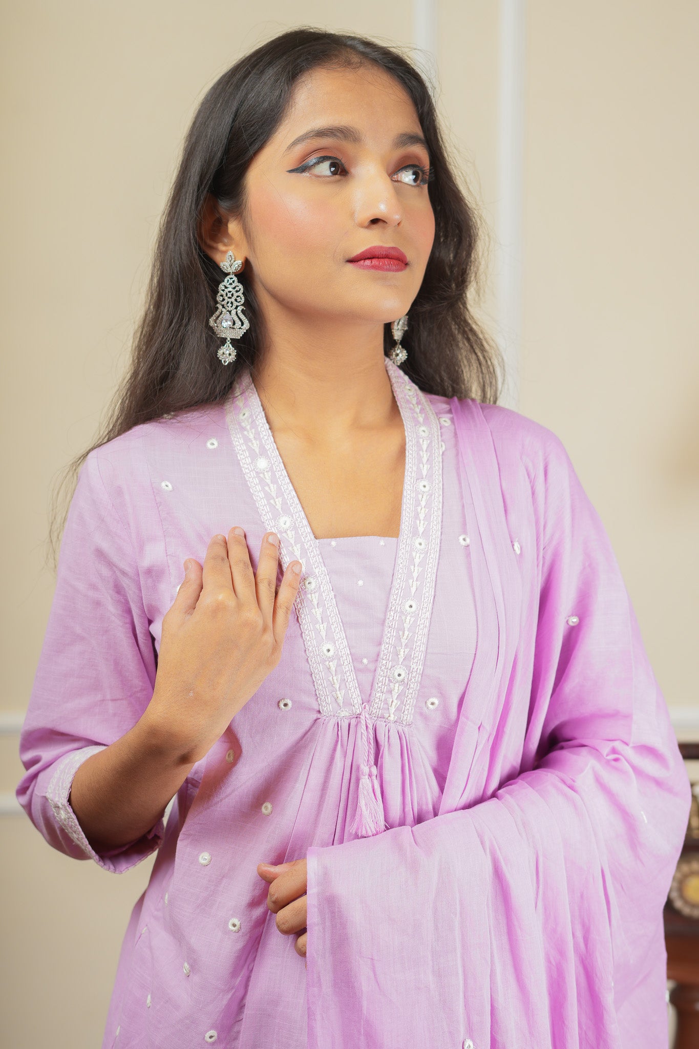 Anya Kurta Set With Dupatta - Lavender