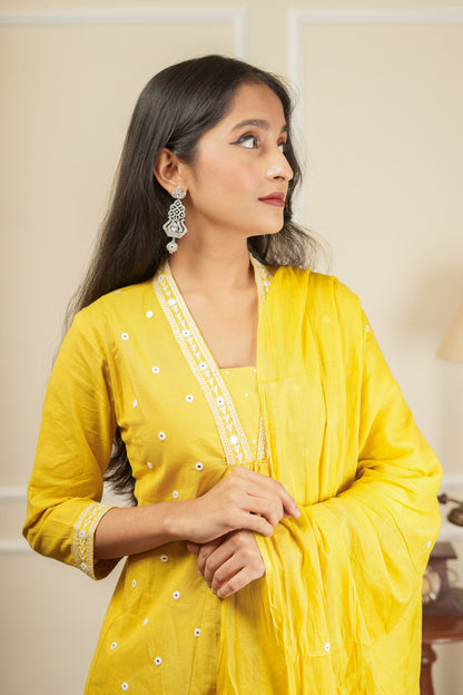 Anya Kurta Set With Dupatta - Yellow