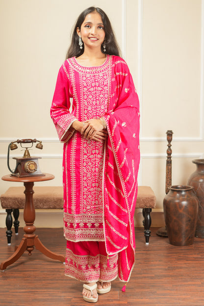 Apsara's Nirvana Kurta Set With Dupatta - Pink