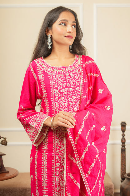 Apsara's Nirvana Kurta Set With Dupatta - Pink