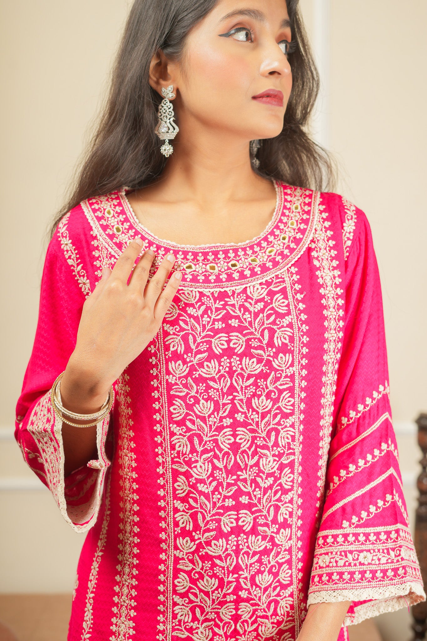 Apsara's Nirvana Kurta Set With Dupatta - Pink