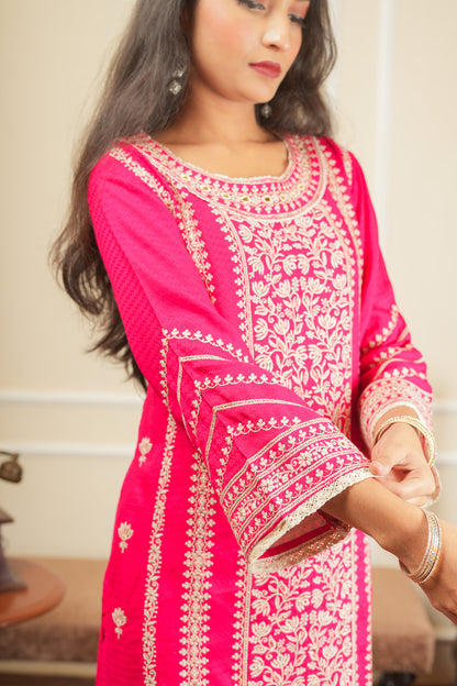 Apsara's Nirvana Kurta Set With Dupatta - Pink