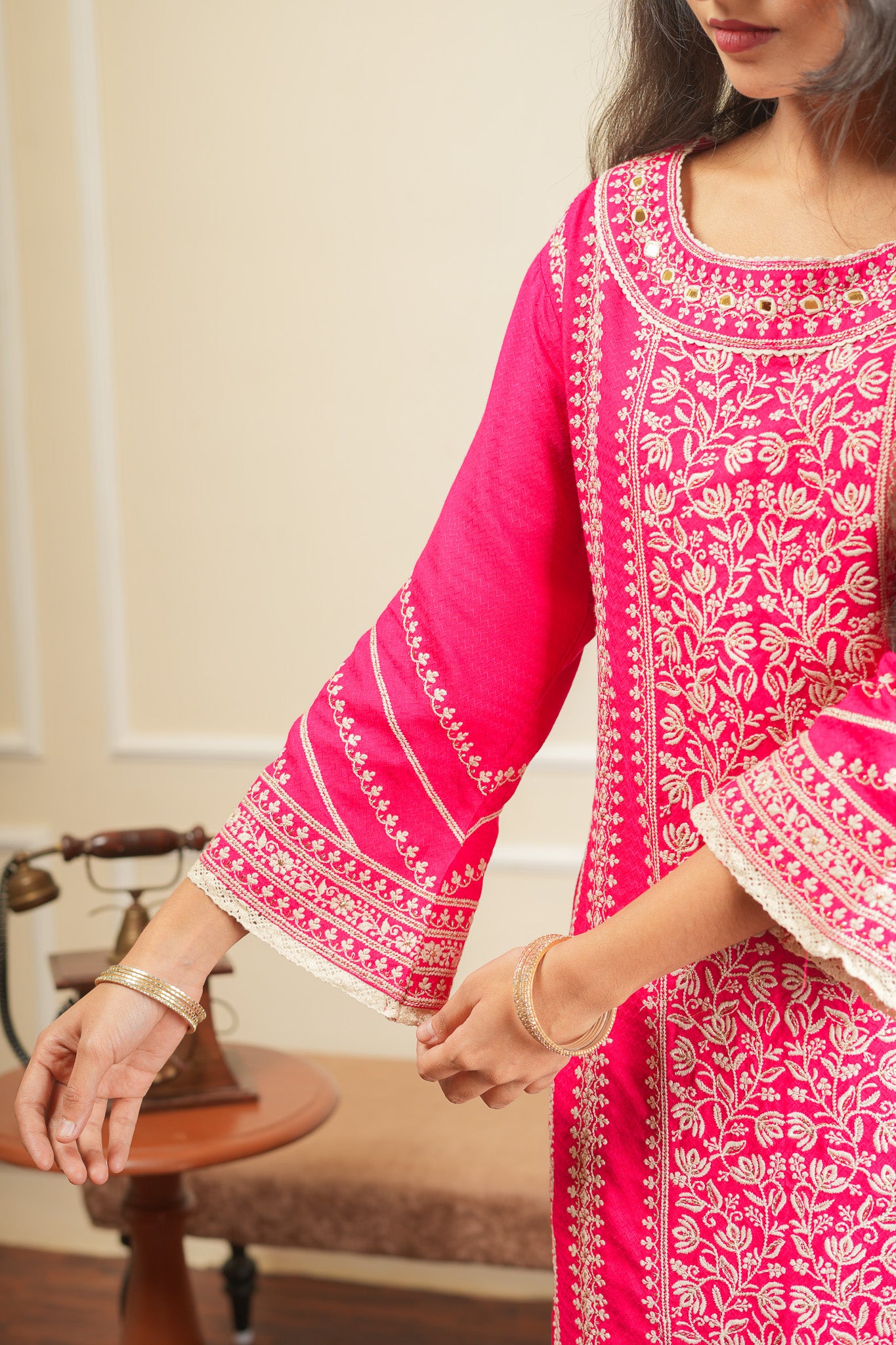 Apsara's Nirvana Kurta Set With Dupatta - Pink