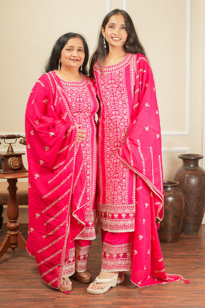 Apsara's Nirvana Kurta Set With Dupatta - Pink