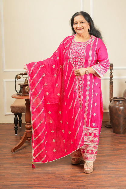 Apsara's Nirvana Kurta Set With Dupatta - Pink