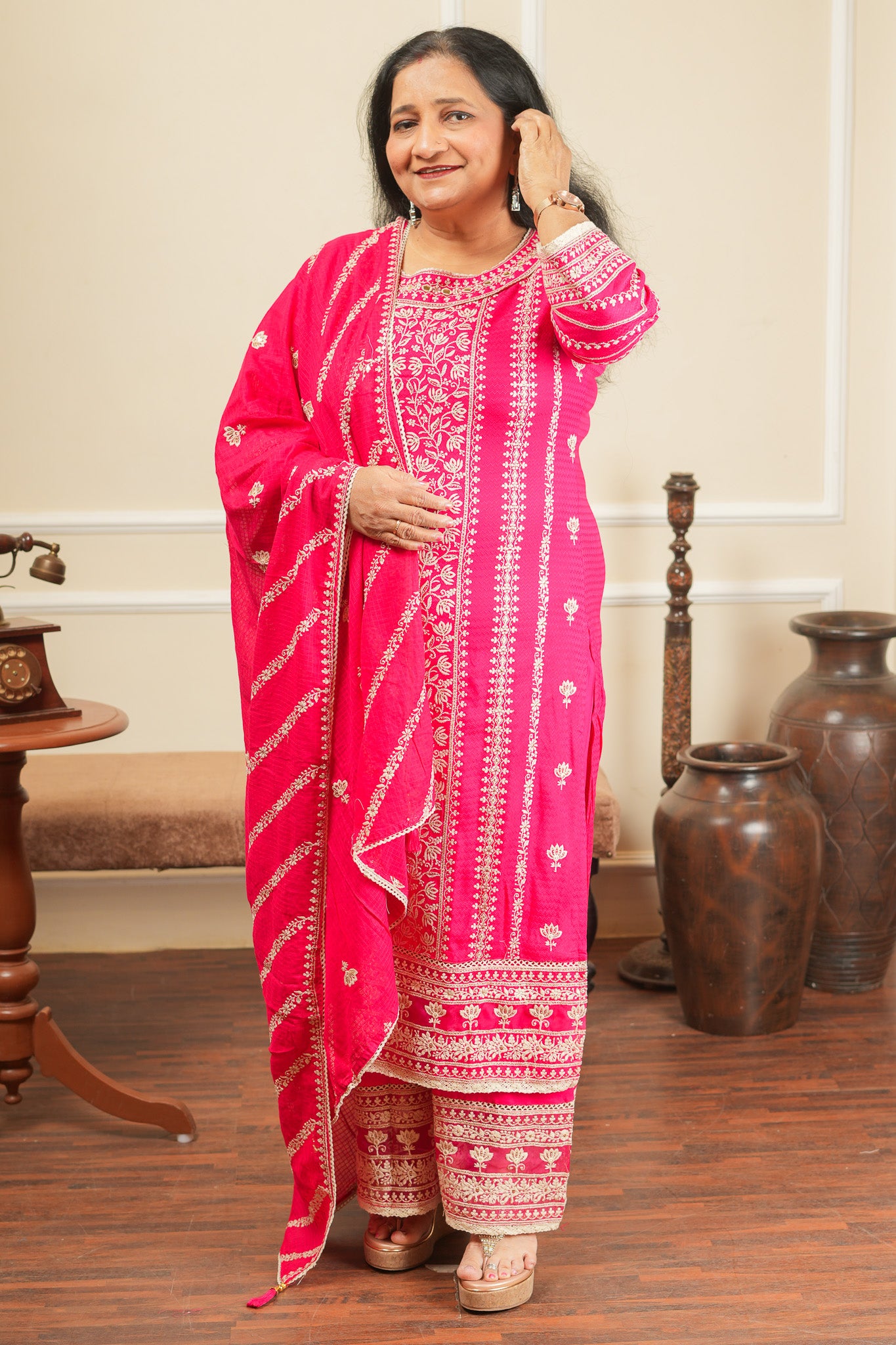 Apsara's Nirvana Kurta Set With Dupatta - Pink