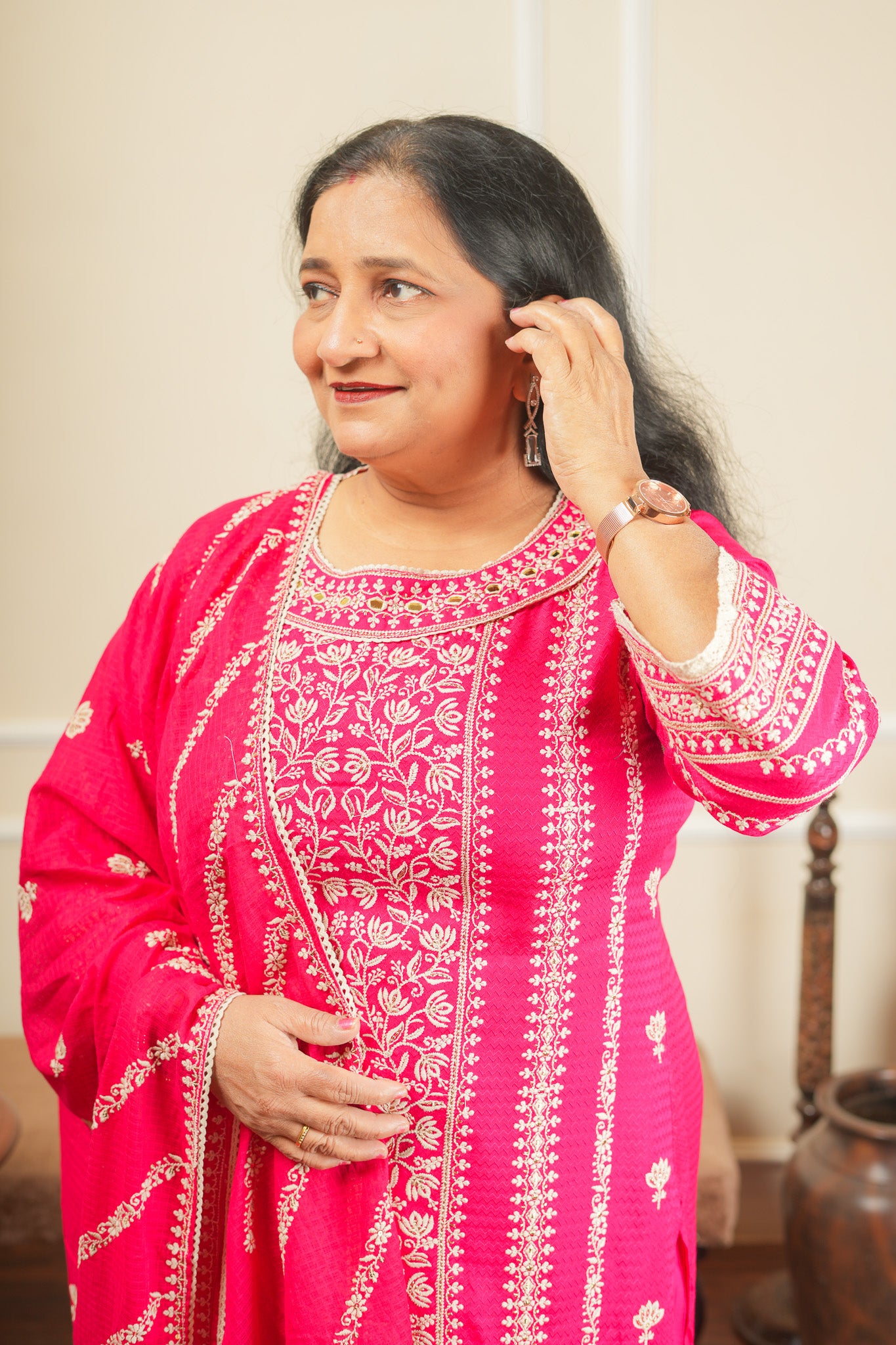 Apsara's Nirvana Kurta Set With Dupatta - Pink