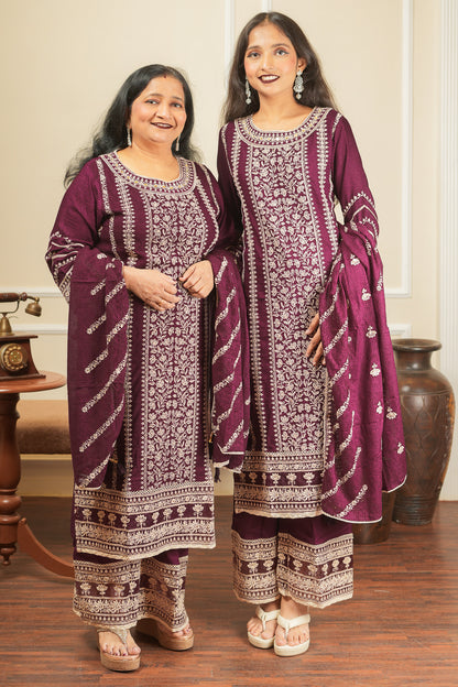 Apsara's Nirvana Kurta Set With Dupatta - Dark Wine