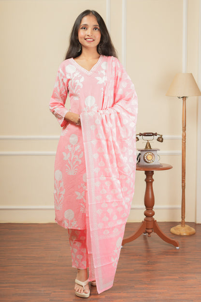 Rangliya Kurta Set With Dupatta - Pink