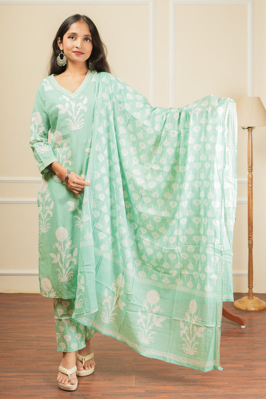 Rangliya Kurta Set With Dupatta - Teal